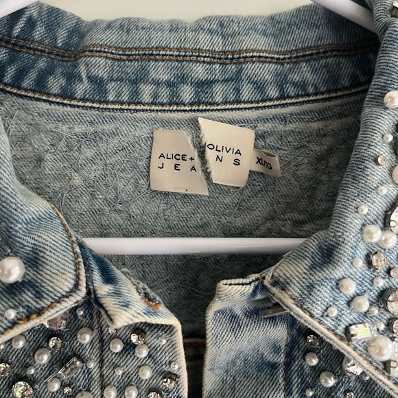 Alice + Olivia Blue Embellished Jean Jacket - Picture 6 of 16